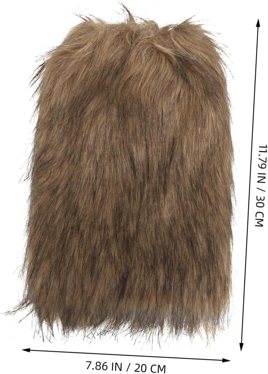 FOMIYES Viking Cosplay Faux Fur Boot Covers Leg Warmers for Men and Women Medieval Arm Wraps for Halloween Costume Furry Leg Covers Adjustable Straps