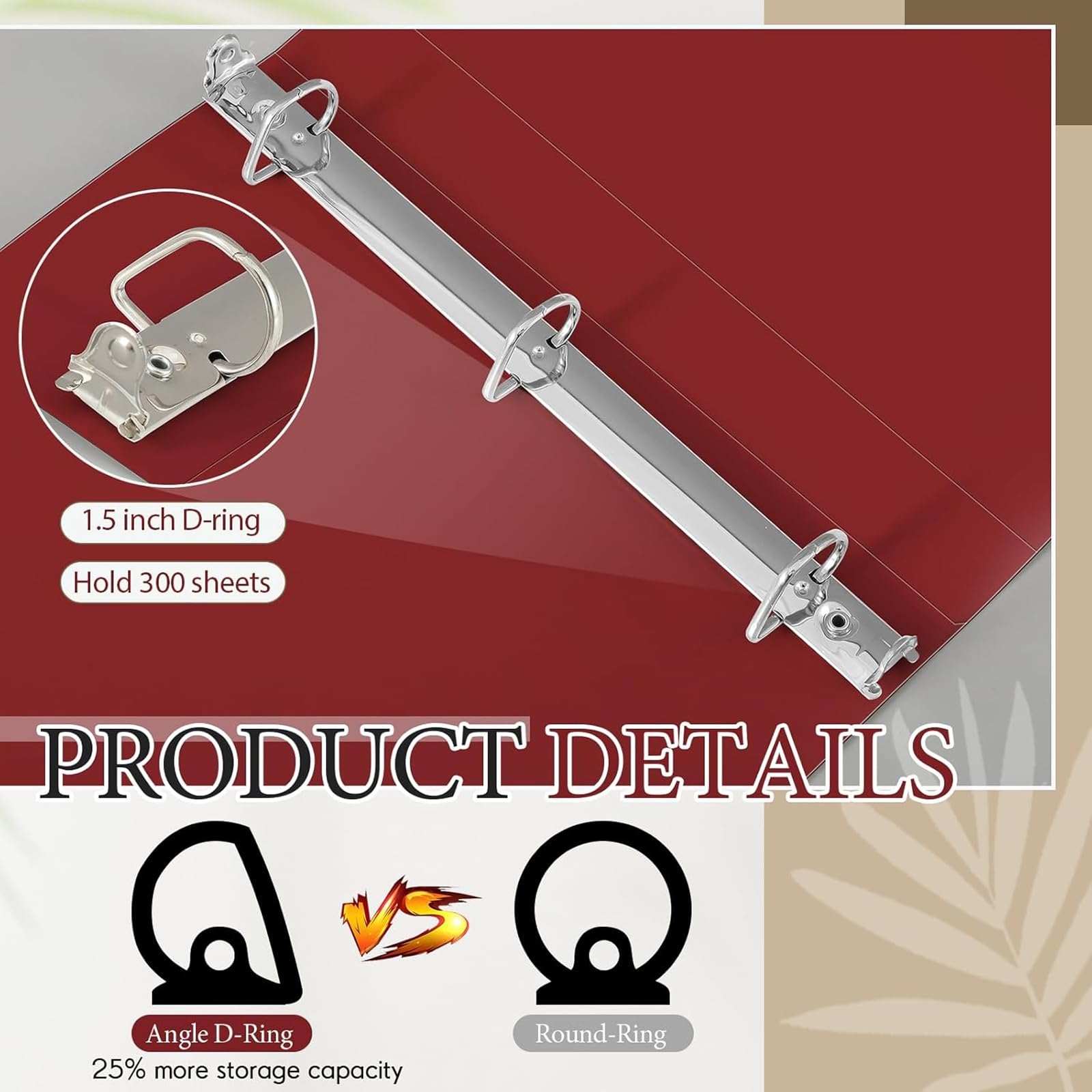8 raccoglitori a 3 anelli da 3,8 cm, resistenti, per documenti da 28 x 43,2 cm, per progetti artistici, ufficio, casa, luoghi di lavoro (rosso scuro)