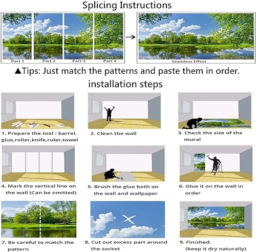 Miniatura 7 de Mural moderno diseño de flores de rosa azul, mural de pared abstracto romántico con fondo ahumado, fácil de limpiar, mural de pared panorámico para