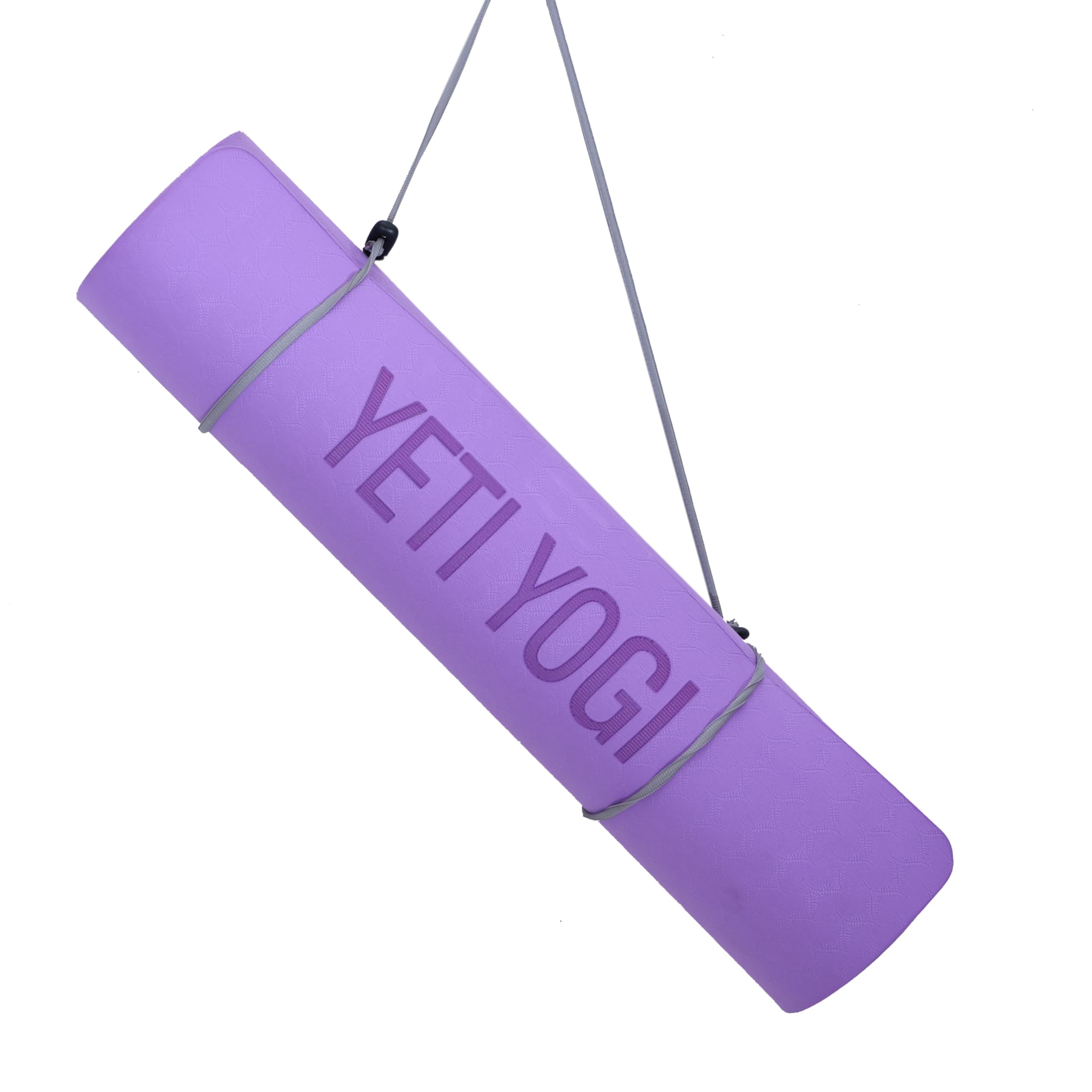 YETI YOGI Yoga Mats for Women and Men TPE Material with Carrying Strap, 6 mm Extra Thick Exercise Mats for Workout, Yoga, Fitness, Exercise Mat Anti Slip Yoga Mats (Purple)-picture-14