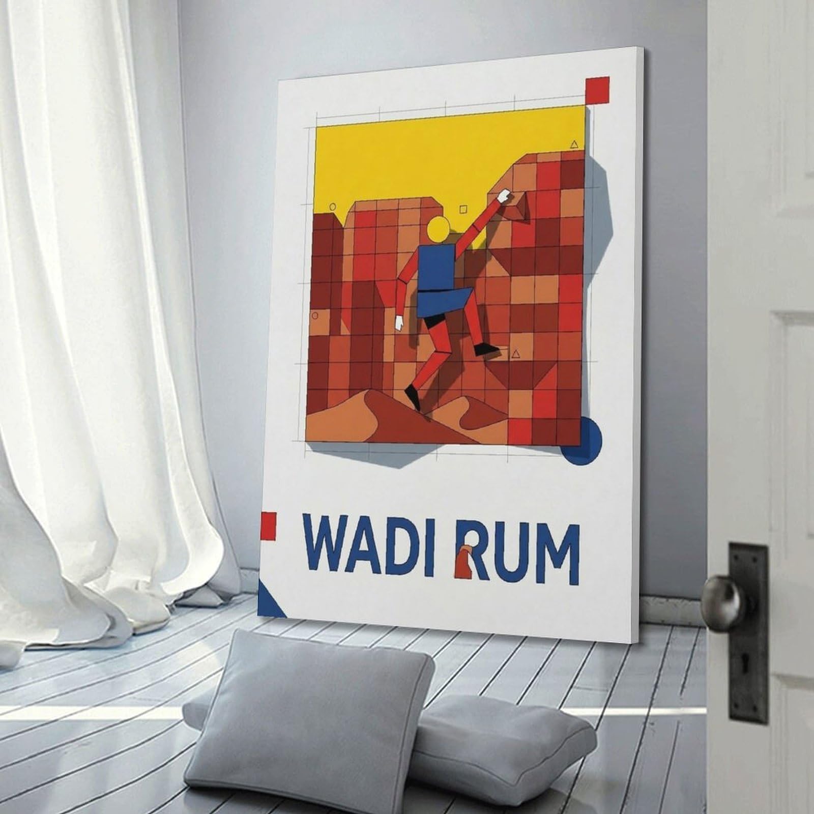 XKUGA Poster, Motiv: Wadi Rum, Klettersport, Jordanien, modern, dekorativ, Leinwanddruck, ideale Wandkunst für Familie, Männerhöhle, Spielzimmer, Jungen- und Mädchenzimmer, 40 x 60 cm
