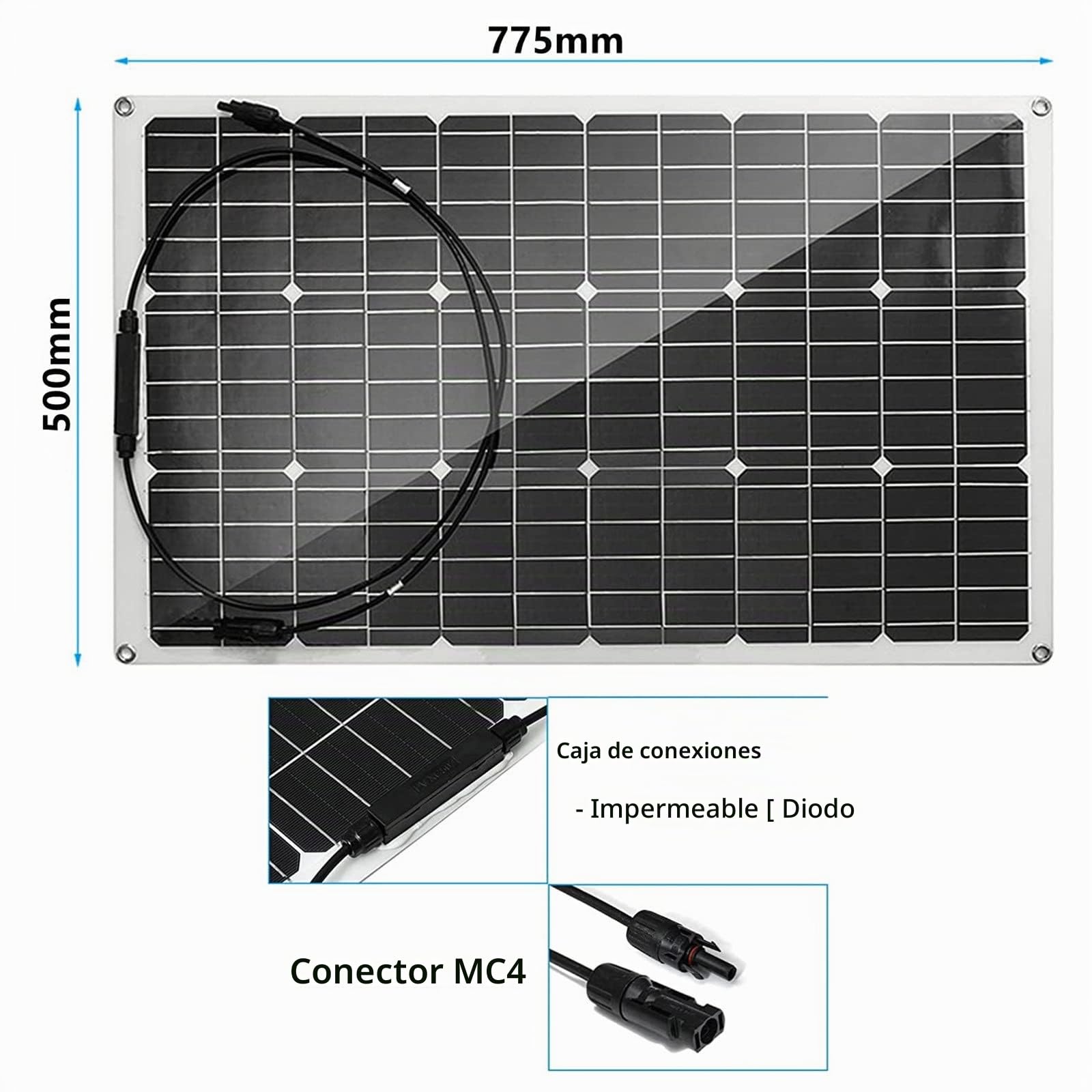 Panel Solar Flexible 2 * 500w, Paneles Solares Fotovoltaicos Monocristalinos 1000w con Controlador Carga 40A El Cargador Solar Fotovoltaico Es Adecuado para Tiendas Campaña RV Yates