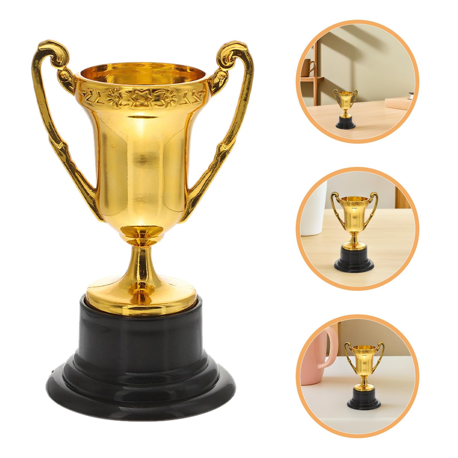 ibasenice 32 Copas de Trofeo de Plástico Dorado, Mini Premios Ligeros y Fáciles de Llevar para Decoraciones de Mini Trofeos en Fiestas y Eventos Deportivos