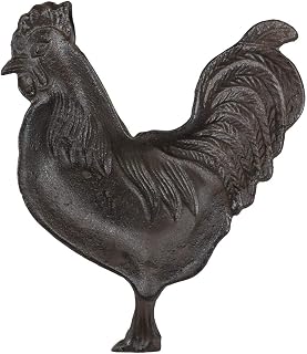 Ebros Gift 7.5" Wide Country Farm Rooster Chicken Cast Iron Metal Utility Coins Keys Knick Knacks Tray Dish Cutout Western Rustic Vintage Farmhouse Cottage Decorative Desktop Countertop Shelf Accent