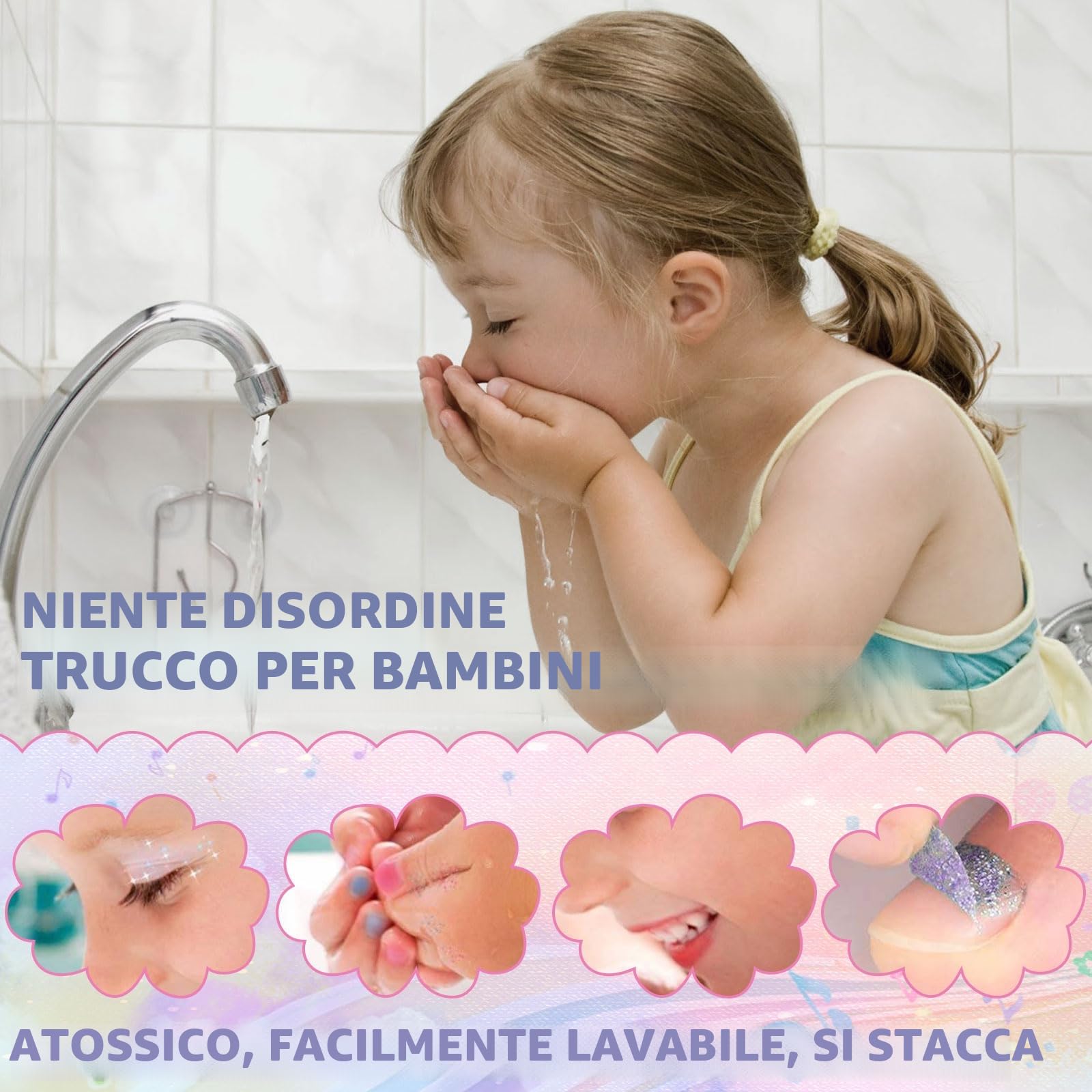 Trucchi Bambina Set, Sicuro e Atossico e Lavabile Valigetta Trucchi Bambina Anallergici, Trousse Trucchi Bambina Natale Compleanno Regalo 4 5 6 7 8 9 10 Anni