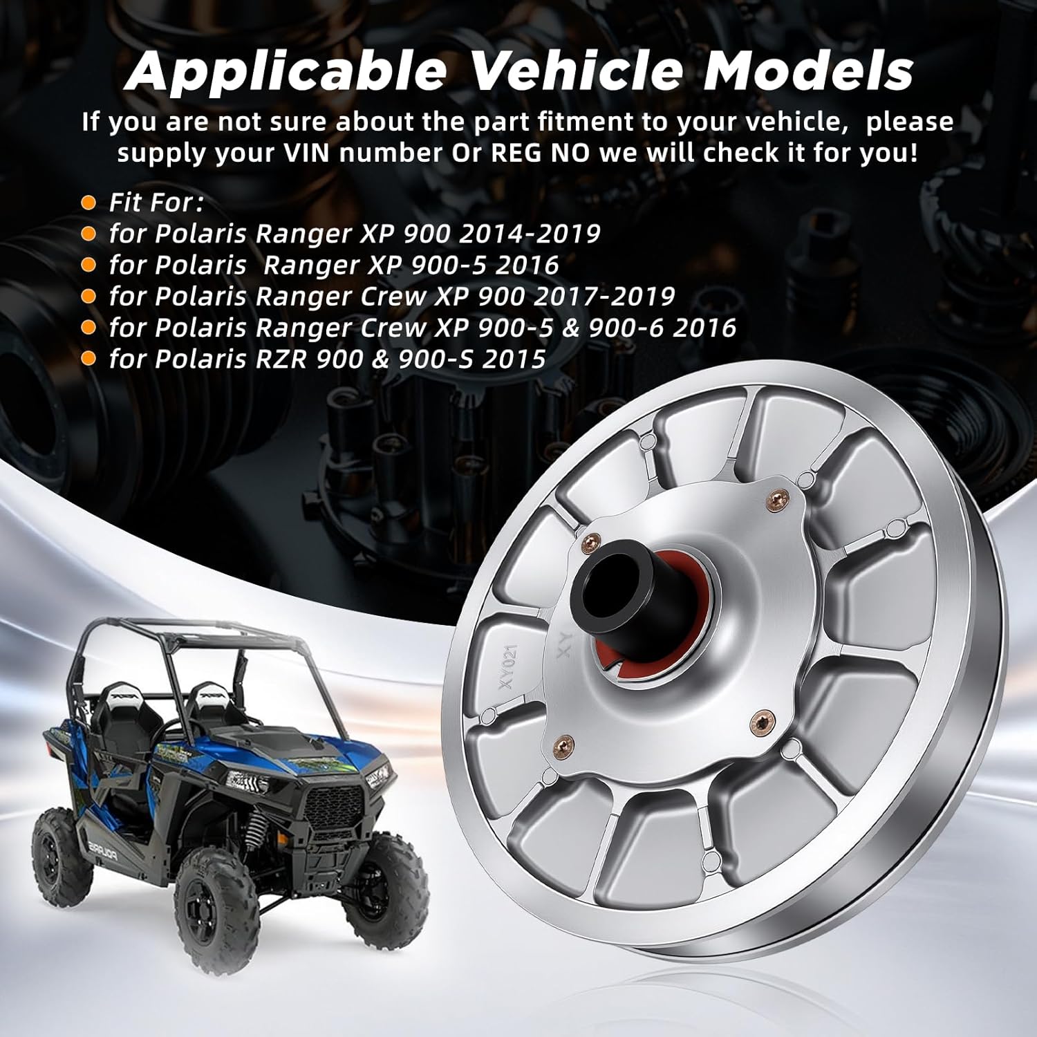 Secondary Driven Clutch Assembly for Polaris Ranger XP 900 2014-2019, for Polaris RZR 900 2015, Replaces 1323246 1323247