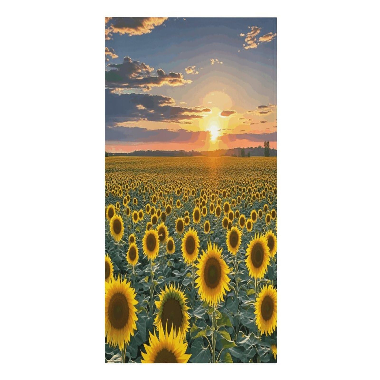 Dreamlike Sunset Of A Sunflower Field Beach Towel Vacation Essentials Sand Free Soft Quick Dry Swim Towels 61"x30" Modern Extra Large Towels Lightweight Microfiber Beach Towel for Swimming Pool