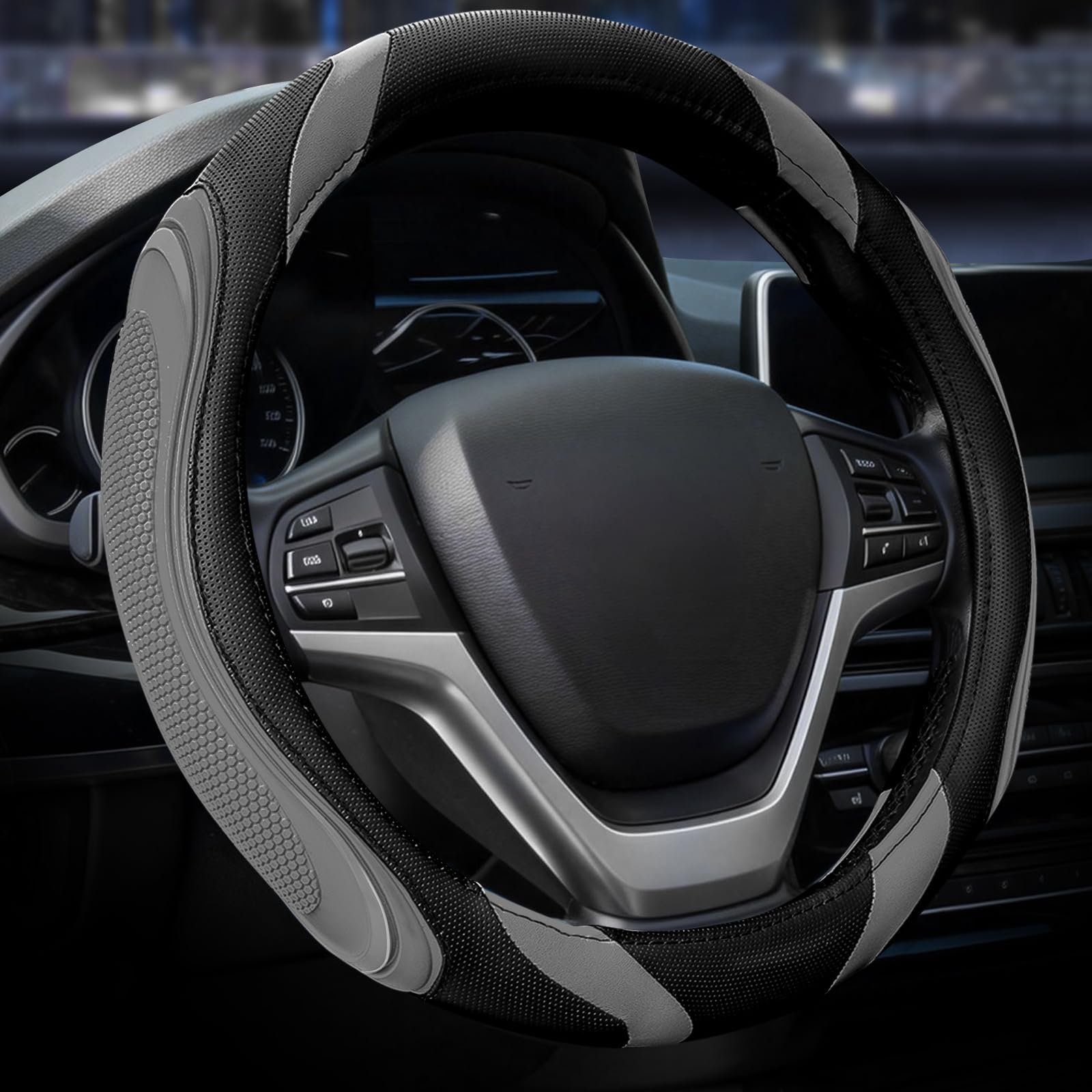 Tryagat 1Pc Steering Wheel Cover for Citroen C3 Cross Grand VTS C5 C1 C4 C6 C2 Steering Wheel Sleeve Non-Slip Sporty Adatto solo per il tipo O Car Steering Wheel,Grey