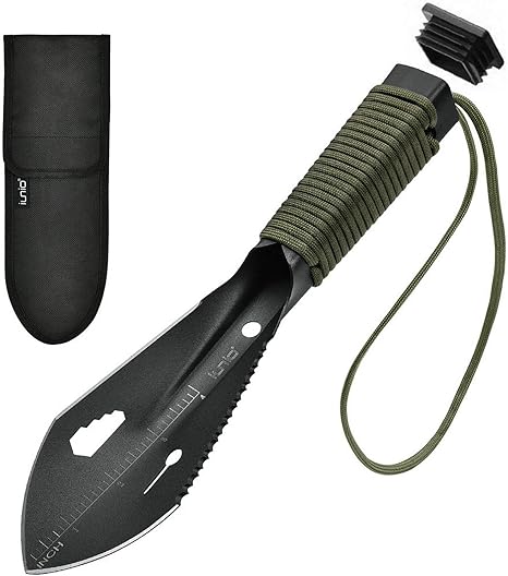 Amazon Iunio ハイキング用こて キャンプ バックパッキング ポータブルショベル マルチツール 超軽量 キャンプツール キャリーポーチ付き ガーデニング アウトドア サバイバル ブラック Iunio スコップ シャベル
