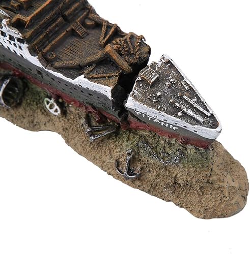 Miniatura 6 de Adornos de naufragio titánico de 15.15 x 3.54 x 2.36 pulgadas, decoración de acuario, material de resina, tema histórico, estilo retro,