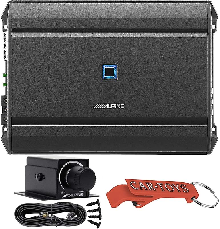 Alpine S-A55V Five Channel Car Digital Amplifier and Bass Gain Remote Bundle