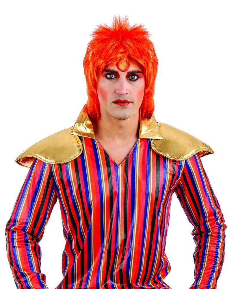 Parrucca Rocker Anni 80 Hot Pink Con Collana - Costume Punk Per Halloween E Feste A Tema - Unisex - Foto 9