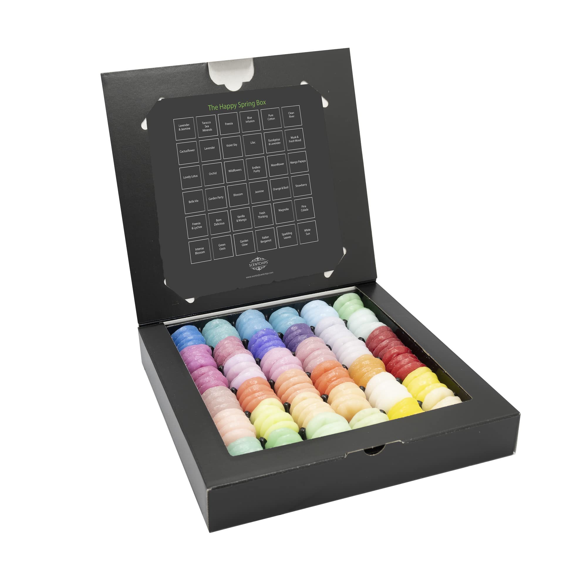 Scentchips® Flowers in the Spring Geschenkbox – 144 Duftchips – Blumige Waxmelts Geurwax – Premium Hausparfüm für Duft- & Wachsbrenner