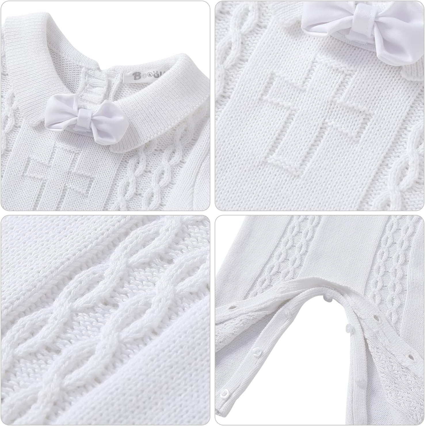 Booulfi Baby Boy's Christening Baptism Outfits Suit with Hat,Cross Detail - Image 6