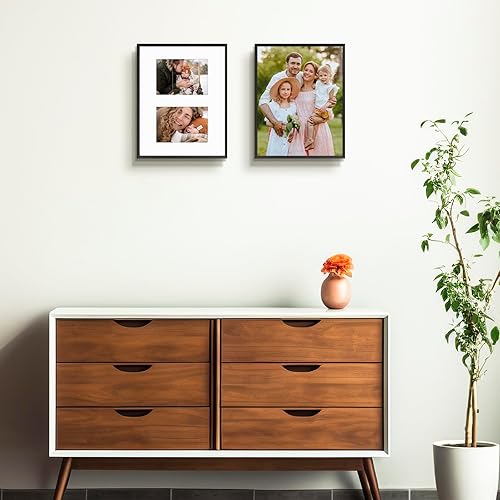 Miniatura 8 de Frametory - Marco de fotos de aluminio de 11 x 14 pulgadas - Muestra imágenes de 5 x 7 con 2 aberturas - Parte delantera de vidrio real - Montaje