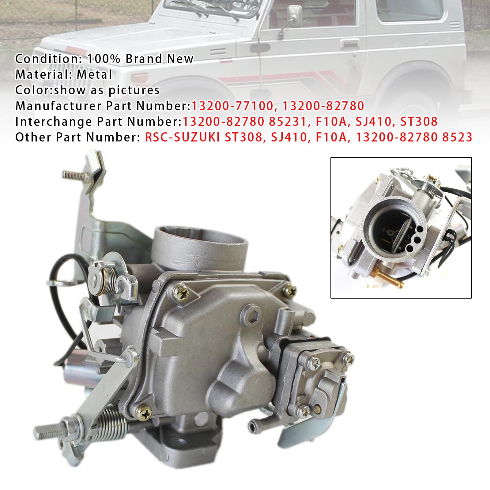 Topteng Carburetor 13200-77100 Adatto per Suzuki SJ410 F10A ST100 ST308 13200-82780 1983-2009 (1347)