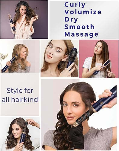 Miniatura 2 de Juego de cepillos secadores de pelo, cepillo de aire caliente desmontable 6 en 1, herramienta de peinado iónico, alisador, voluminizador y varita