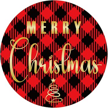 120Pcs Merry Christmas Stickers for Cards, 2" Christmas Gift Tags Stickers, Buffalo Plaid Christmas Tree Sticker, Xmas Sticker for Holiday Ornament Goodie Bag Xmas Decorations