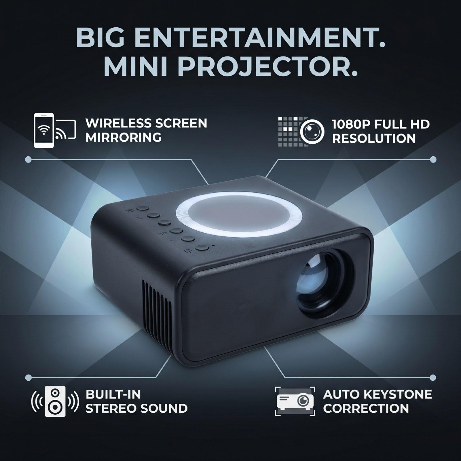 Cuifati Mini 1080P, WiFi 6 y Bluetooth 5.0 Auto, para Cine en Casa,