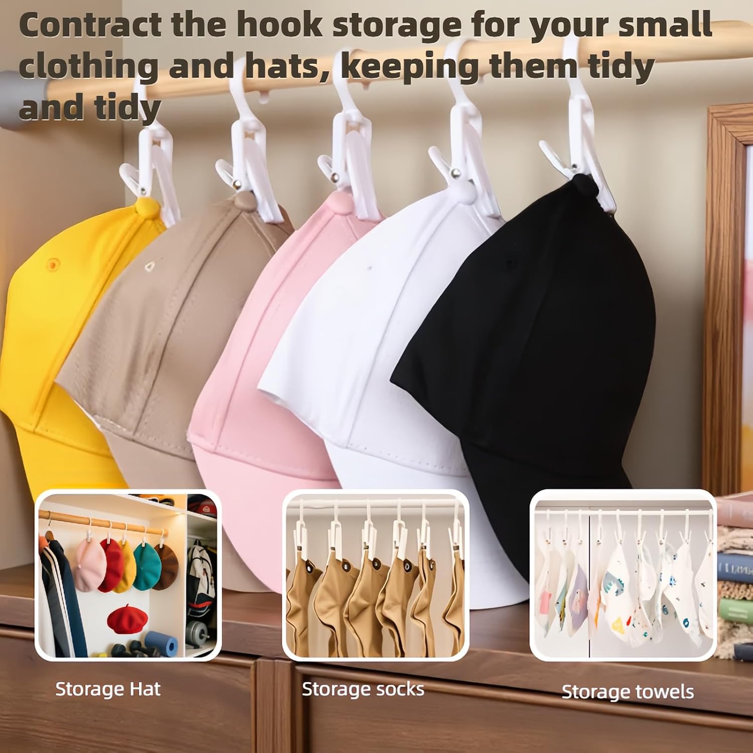 10-Pack Heavy Duty Swivel Clothes Pins - 360° Rotating Hooks for Laundry, Beach Towels, Curtains, Rustproof Stainless Steel Spring, Non-Slip Grip (4.3", White)