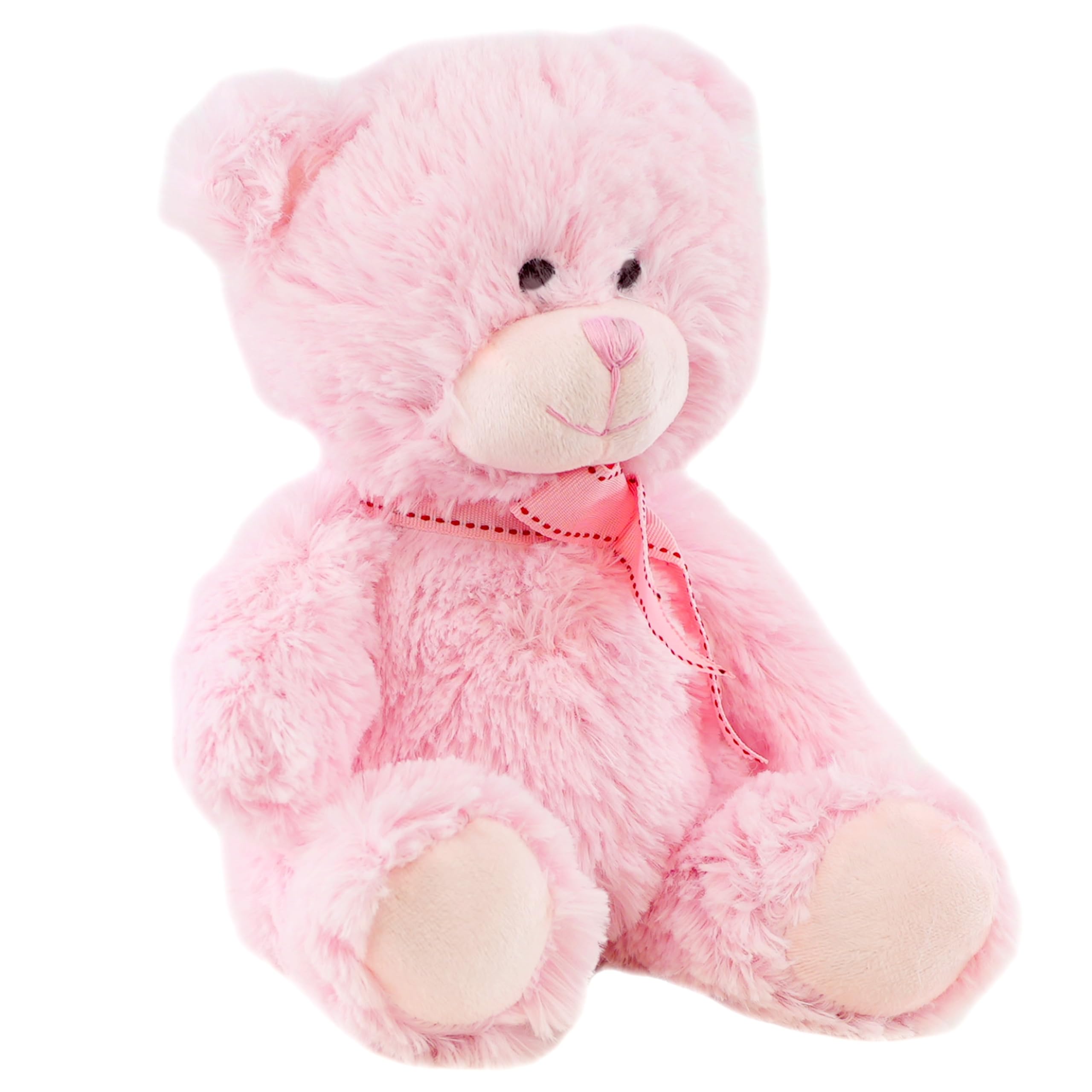 The Magic Toy Shop 11" Baby Pink Teddy Bear with Ribbon - Super Soft Cuddly Stuffed Animal Toy - Suitable from Birth, Nursery Decor Gift for Newborn Baby Girls & Boys, Valentine's Day, Christening