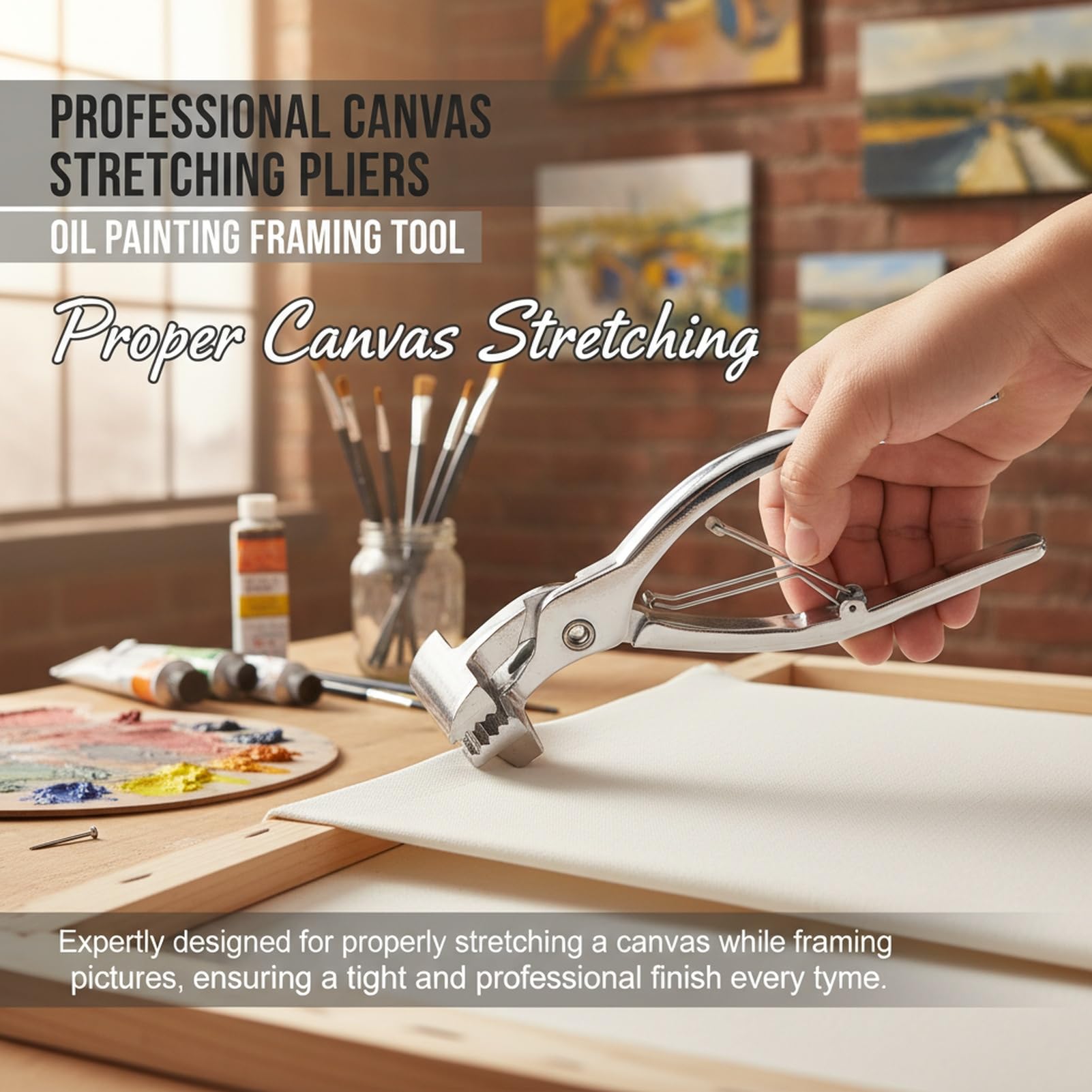 Morsetto in lega di zinco professionale sustvita, pinze di tela che allungano la pittura ad olio strumento di inquadratura con mascella larga 6 cm e design ergonomico