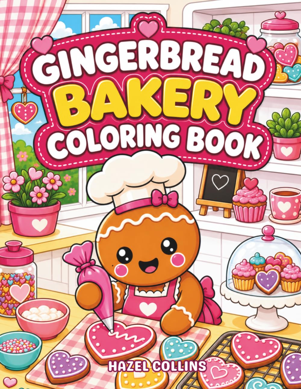 Gingerbread Bakery Coloring Book: Fun and Easy Kawaii Activity Pages Featuring Cute Gingerbread Friends, Cakes, Cookies, and Sweet Bakery Adventures