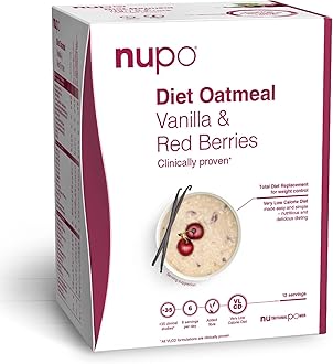 NUPO Diet Oatmeal Vanilla Red Berries – Premium Diet Meal for Weight Management I Complete Meal Replacement for Weight Control I 12 Servings I Very Low-Calorie Diet, GMO Free