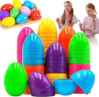 Huevos de Pascua rellenables | 50 PC rellenos coloridos brillantes huevos falsos - coloridos huevos de Pascua brillantes, juguetes para, para fiesta de Pascua 50 medio abierto