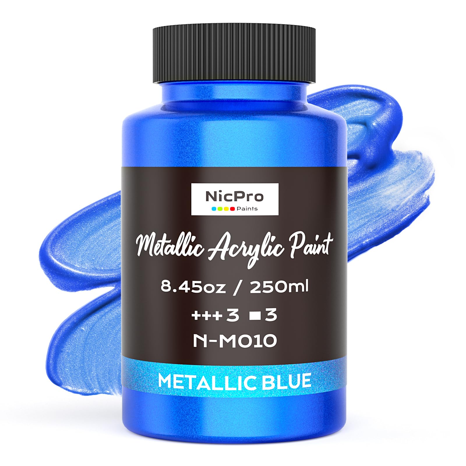 Nicpro Metallic Blue Acrylic Paint, 8.45oz/250ml Large Metallic Paint