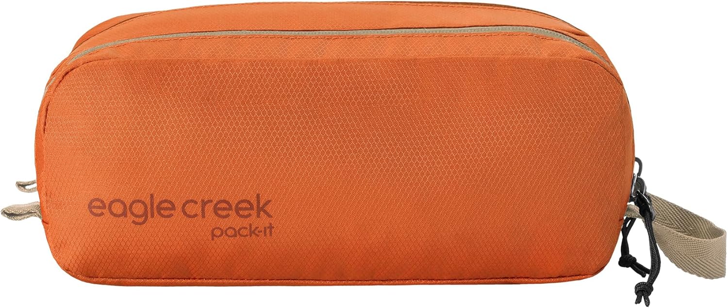 Eagle Creek Pack-It Reveal Quick Trip - Dual-Compartment Toiletry Bag for Travel - Full-Length Zipper Compartments - Recycled Fabric Construction - Water-Resistant & Quick-Drying - Mandarin - Image 2