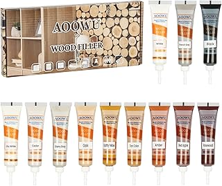 AOOWU Laminat Holz Parkett Reparaturset, 12 Farben Holzmöbel-Reparaturset, Laminat Parkett Reparatur Laminat Reparaturset Verfärbungen für Holzböden, Tisch, Treppen, Tür, Schrank UVM