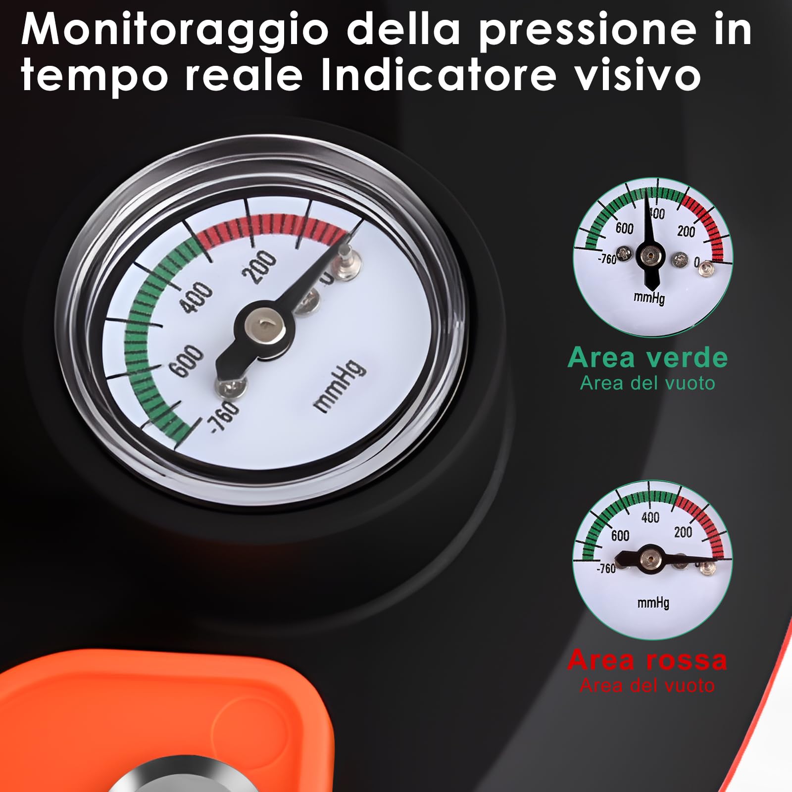 GuKKK 2 Ventose per Piastrelle con Manometro, Ventosa Sottovuoto, Diametro 200 mm con Scatola di Trasporto, Supporto Fino a 200 kg, Ideale per Piastrelle, Vetri, Parabrezza, Mobili