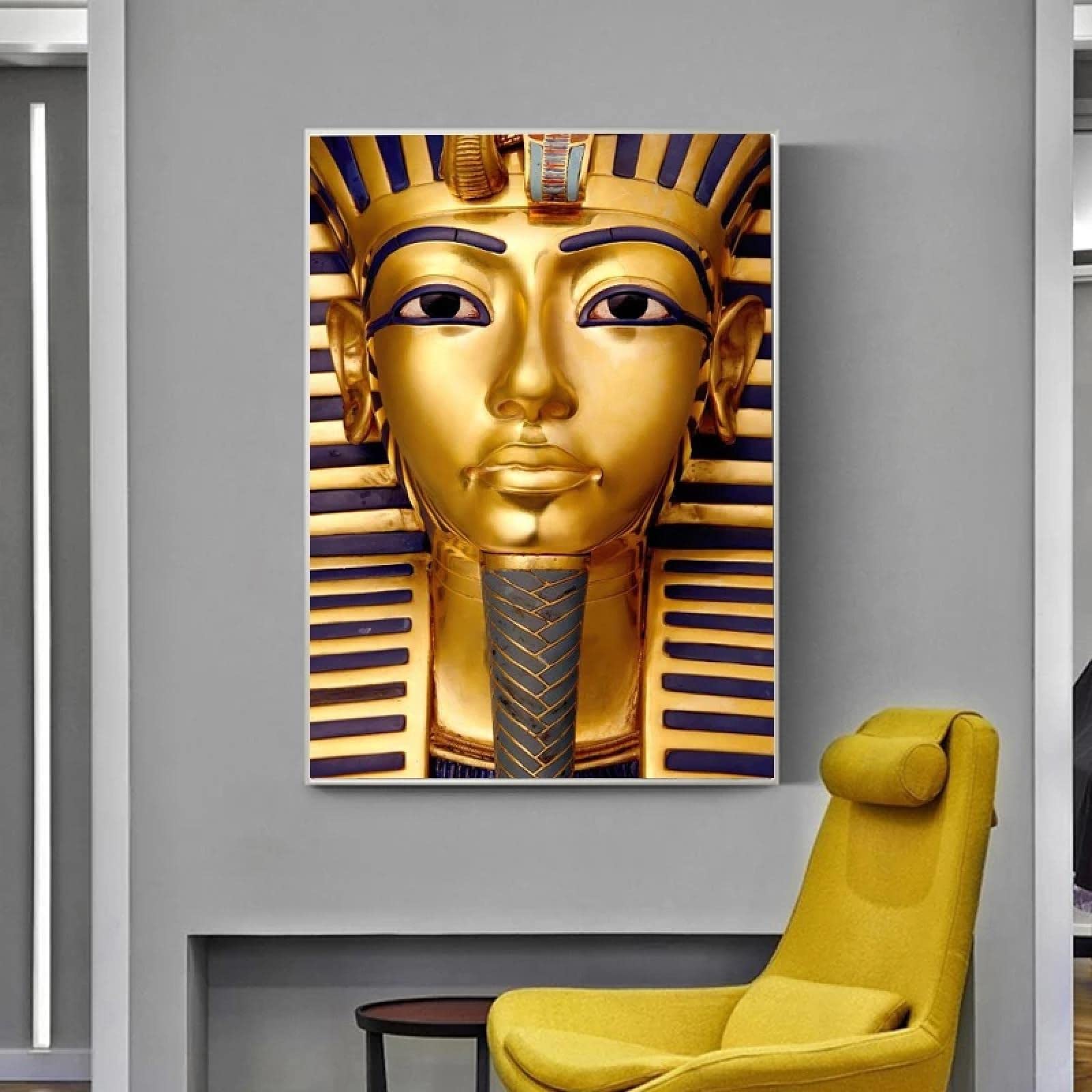 Feeby Impression sur Toile Intissee Égypte Pharaon Ancienne 80x120 cm Art Image Deco Artistique Salon Esthétique Afrique Portrait Pyramide Histoire rouge