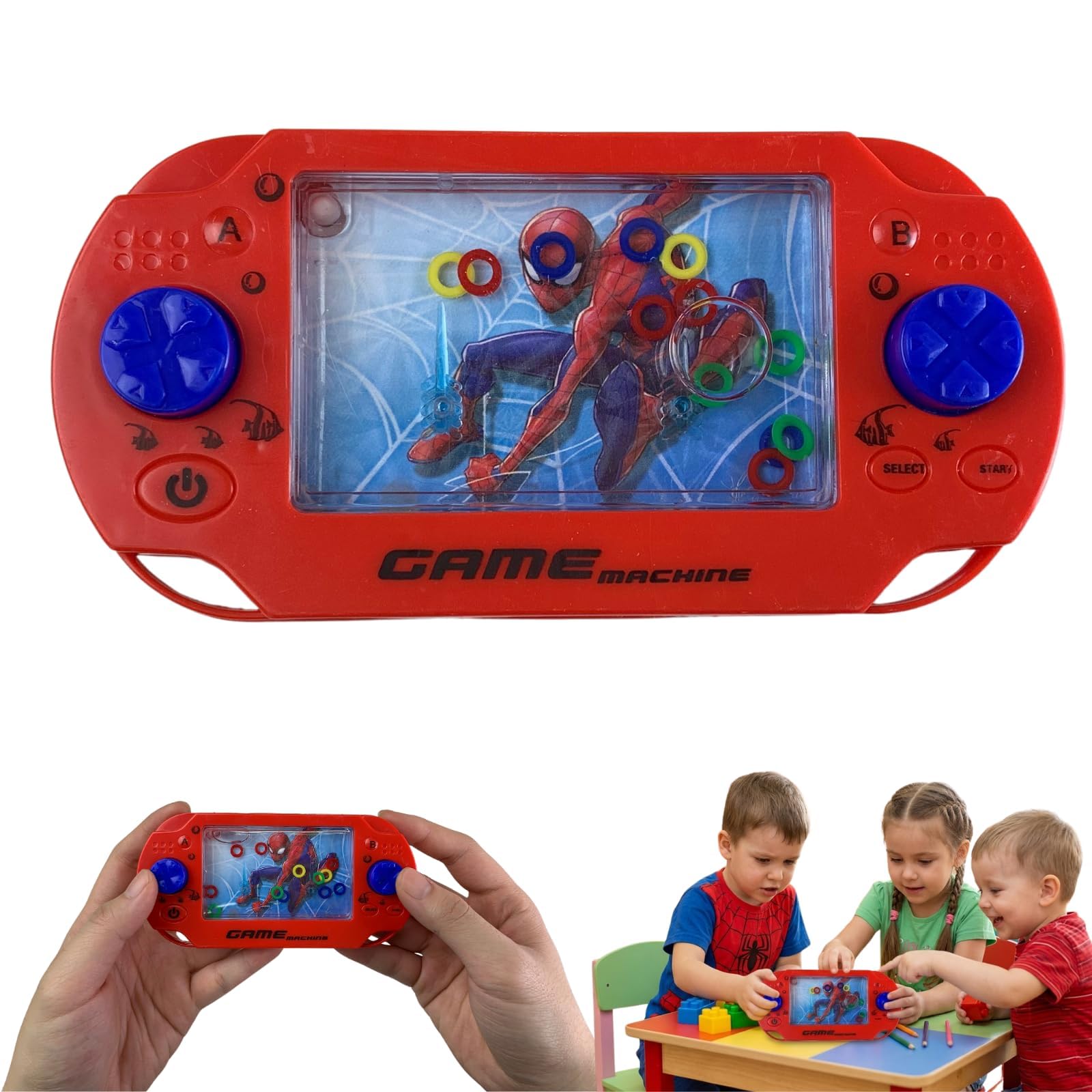 Spiderman Water Ring Game for Kids 3+, Portable Handheld Travel Toy, Retro Push-Button Interactive Sensory Game, Party Bag Filler, Screen-Free Fun – 15cm — image 1