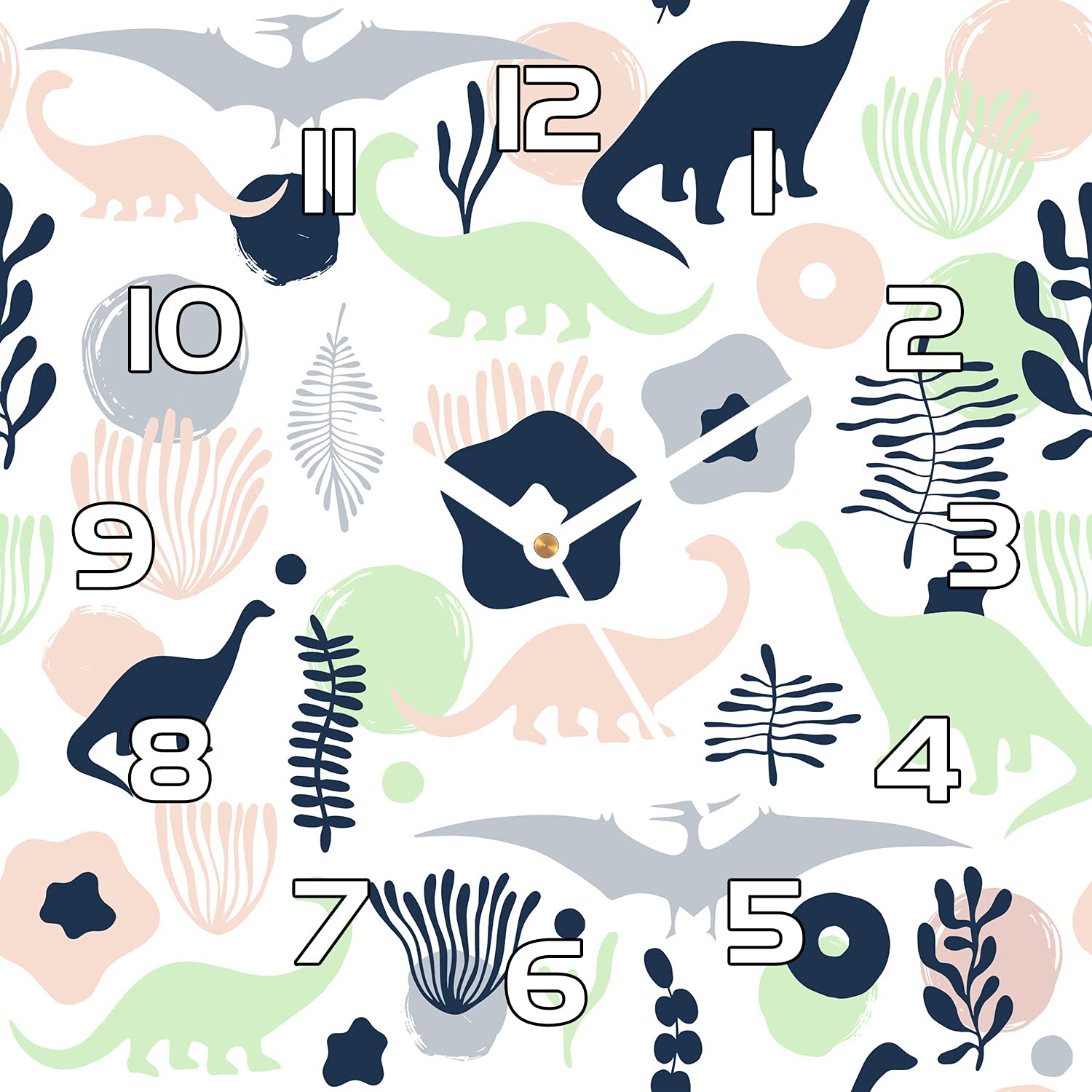 Horloge en verre de sécurité dinosaures 30x30 cm pour décoration murale durable