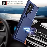 Vista 3 de Funda para Samsung Galaxy S23 Ultra con tarjetero, compatible con soporte magnético para automóvil, resistente a los golpes, resistente, suave, TPU