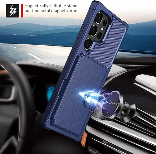 Miniatura 3 de Funda para Samsung Galaxy S23 Ultra con tarjetero, compatible con soporte magnético para automóvil, resistente a los golpes, resistente, suave, TPU