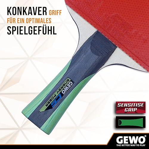 Miniatura 6 de GEWO Pala de tenis de mesa, jugador Thunderball 2, agarre alto, giro, ataque, adulto, juvenil, agarre de 4.0 pulgadas
