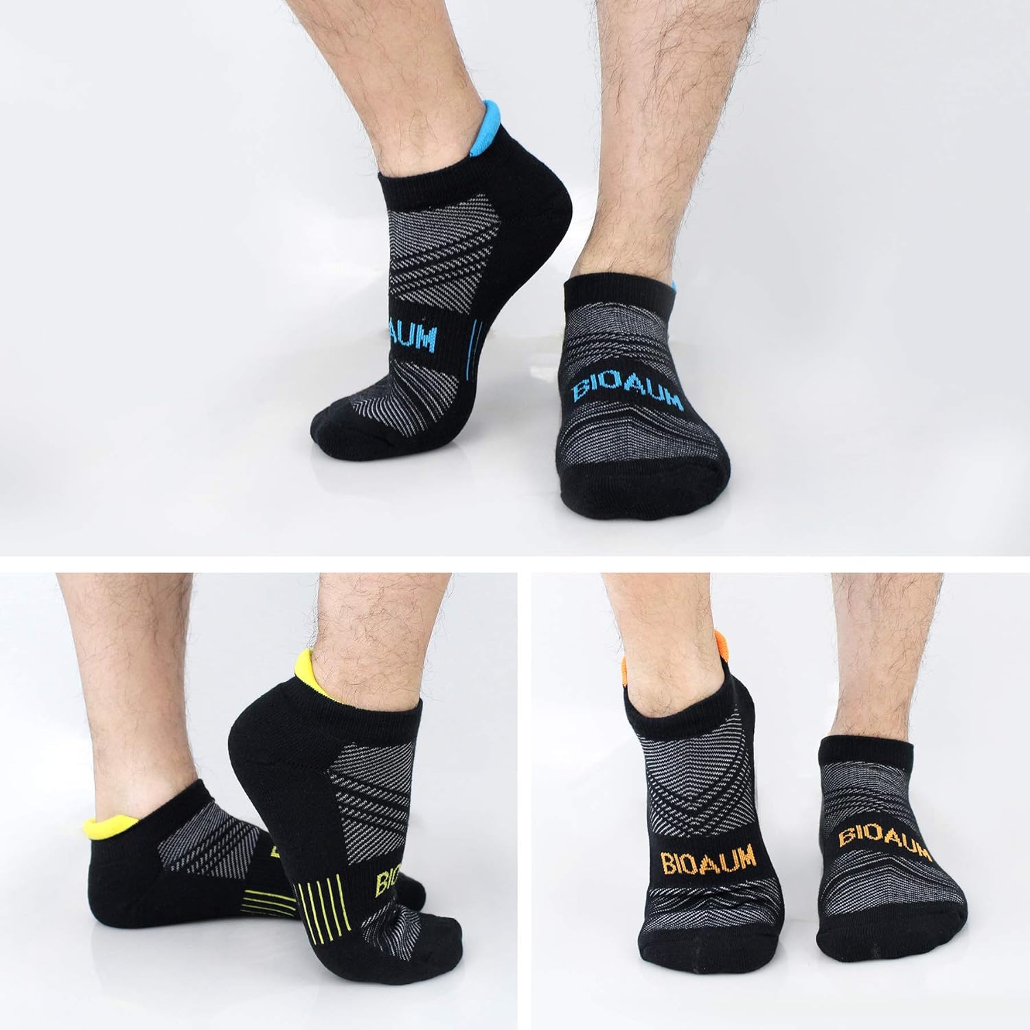 BIOAUM Cushioned Men's Ankle Socks, 6 Pairs Cotton Athletic Sport Breathable Low Cut Socks for Running Size 8-9.5/10-13/12-14 - Image 2