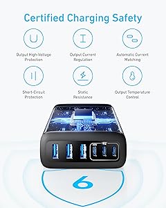 Anker Desktop Charger, Fast Charging USB C Charger, 112W Max 6-Port Charging Station, for iPhone 17, iPad, MacBook, Samsung and More (Cable Not Included)