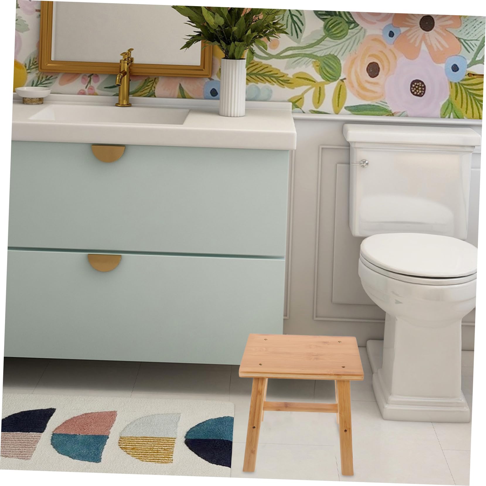 Yardenfun Taburete de Bambú Ligero y Multifuncional para Cambio de Zapatos, Banco de Madera para Niños y Adultos, Adecuado para Dormitorio y Baño