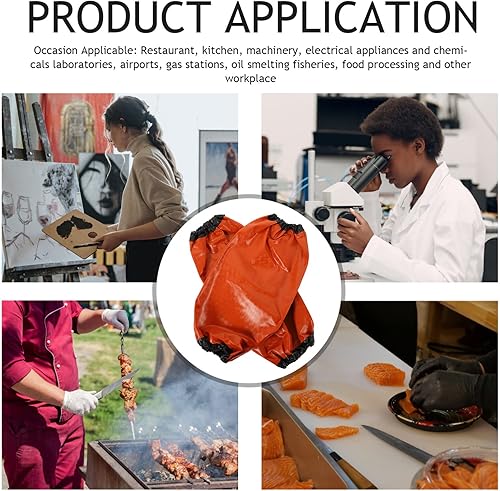 Miniatura 8 de ULTNICE 2 pares de fundas impermeables para brazos a prueba de aceite, fundas de PVC para carnicero, protector para cocinar para lavar platos,