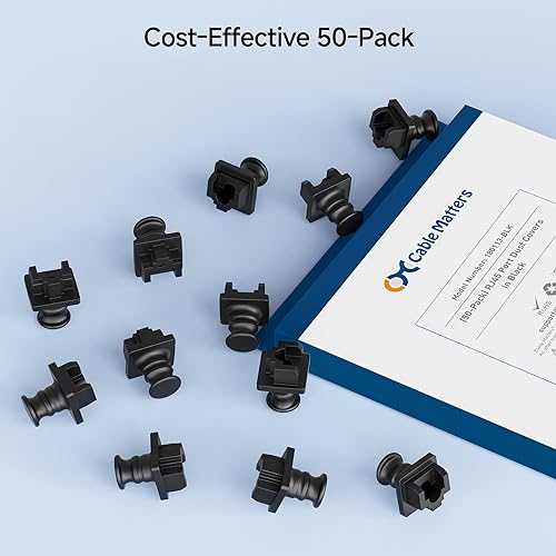 Miniatura 6 de Cable Matters Paquete de 50 cubiertas antipolvo RJ45, cubierta para puerto Ethernet, cubiertas antipolvo Cat 6 RJ45 para panel de conexiones,