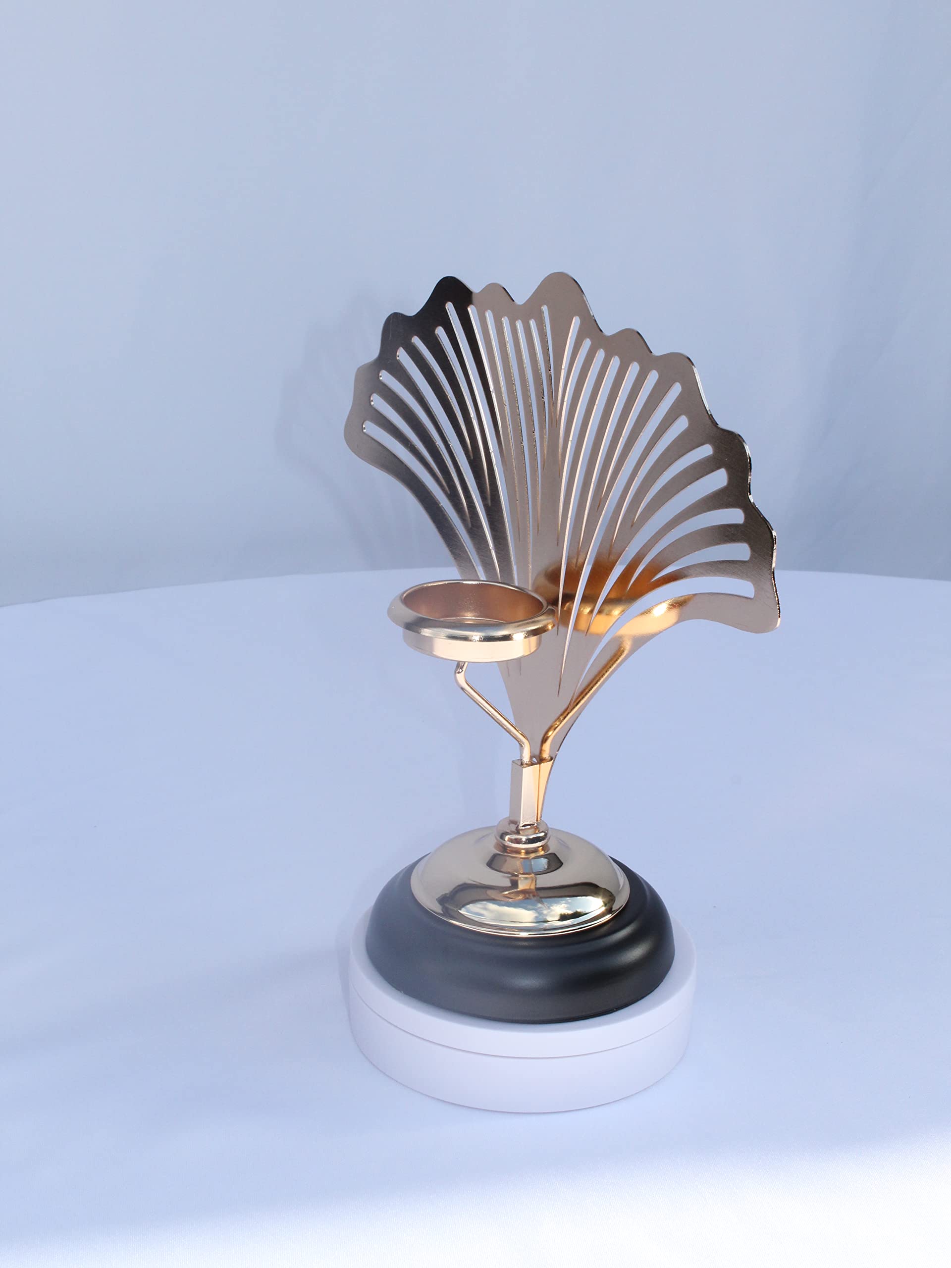 Bougeoir palme chandelier exotique or pour bougie flambeau et table mariage
