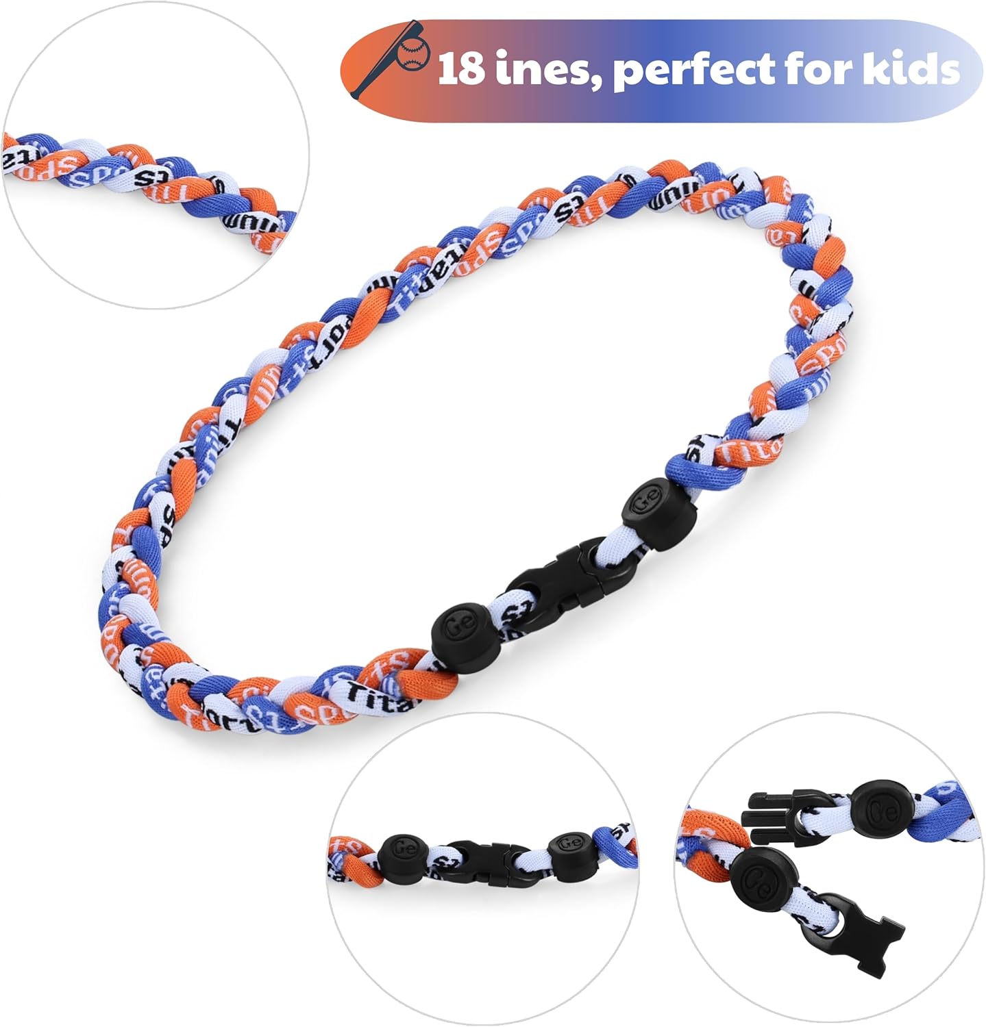 Premium 18" Baseball Necklaces for Team Gifts Player Fans One/Multi-piece set Nylon Three Braided Rope Tornado Design Dark Softball Drip Sports Baseball Necklace - Image 3