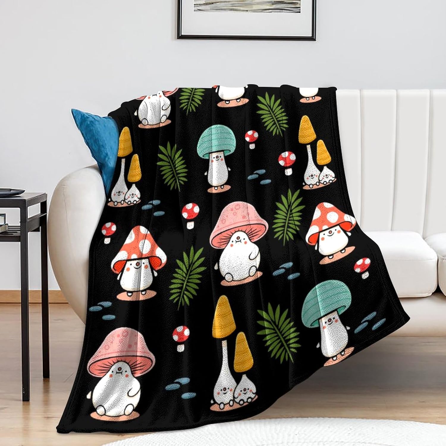 Mushroom Blanket Cute Leaf Plant Throw Blankets Decor Warm