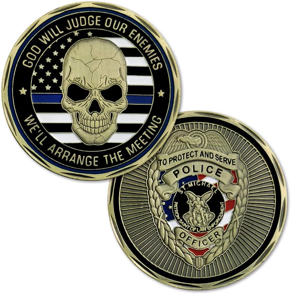St. Michael Challenge Coin Police Officer Thin Blue Line Commemorative Gift