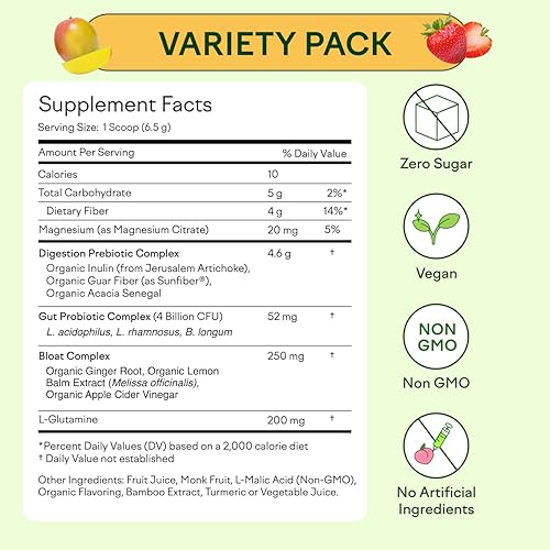 Miniatura 6 de Feel Goods Gut Guardian, fibra orgánica, polvo probiótico y prebiótico, sin azúcar, hierbas para la hinchazón, apoyo a la salud intestinal, salud