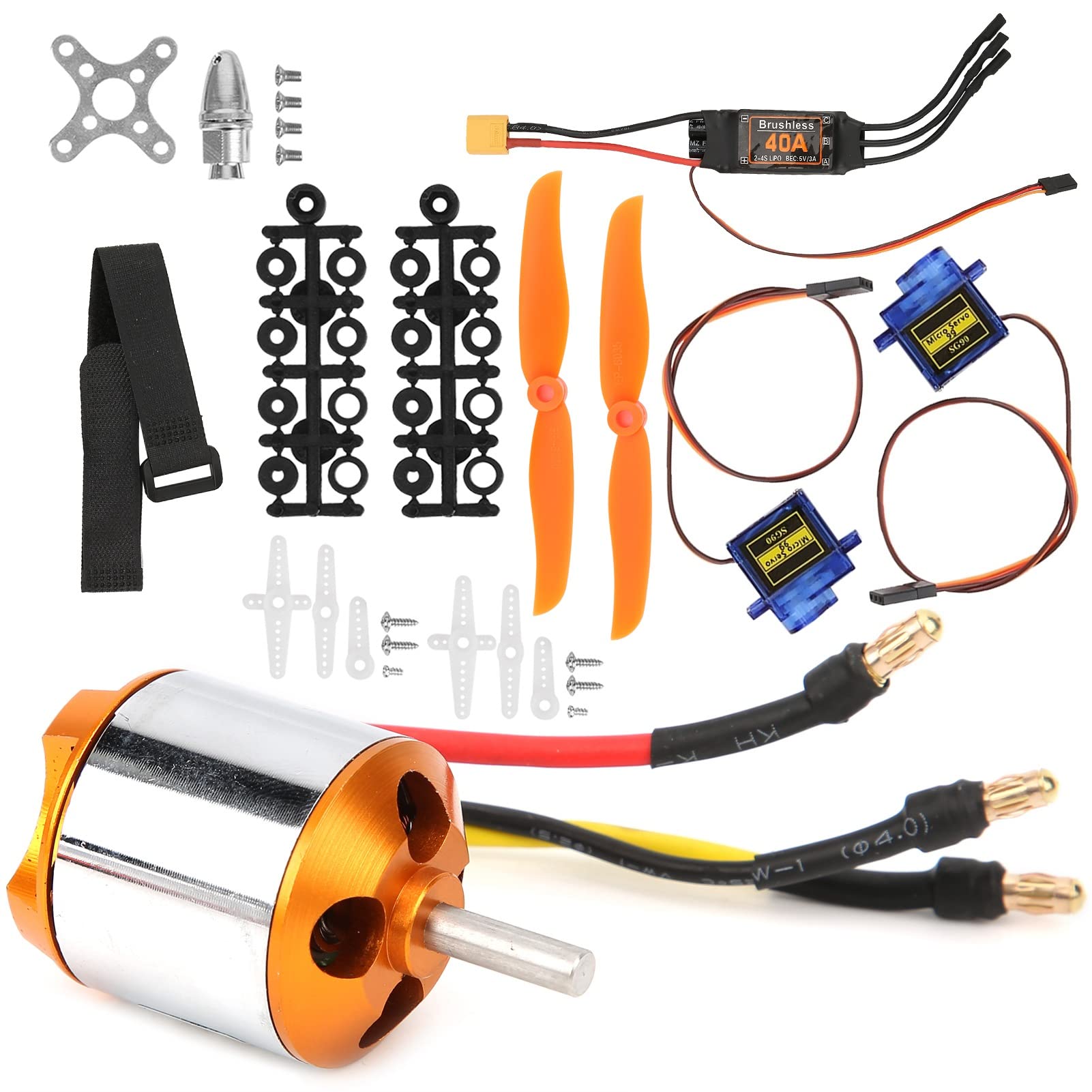 Hélice de helicóptero teledirigido, motor de avión teledirigido, regulador de velocidad eléctrico, motor sin escobillas 2217 KV1250 + 8060 hélices, motor de dirección + 40 A ESC para helicóptero RC